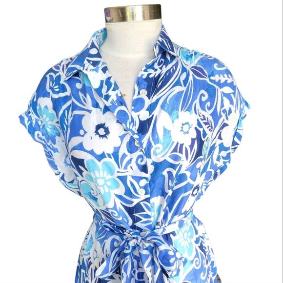 J. Mclaughlin Floral Button Up Tie Dress Women's Small - Picture 2 of 9